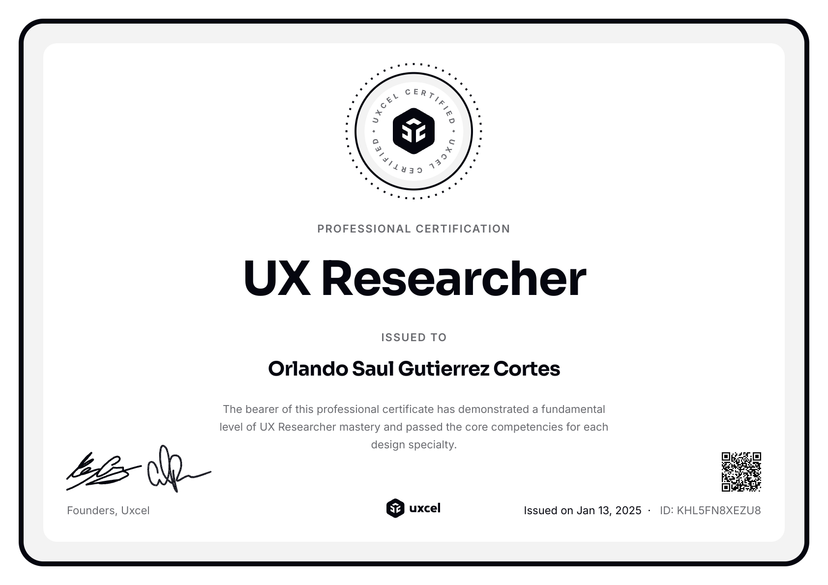 Orlando Saul Gutierrez Cortes's certificate